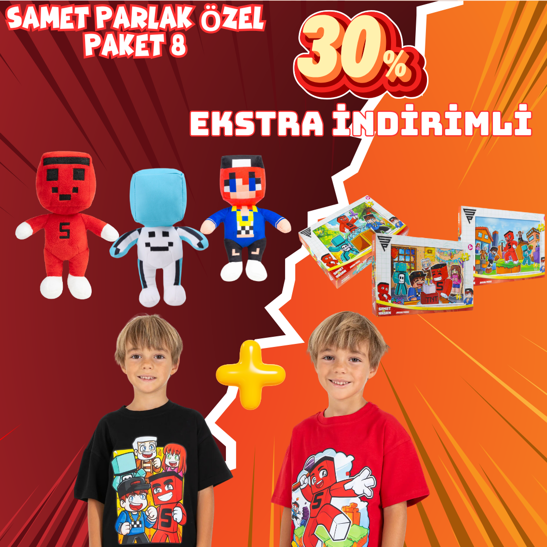 Samet Parlak Özel Paket 8: Samet Parlak 3lü Peluş + 3lü Puzzle + 2 Tişört Seti