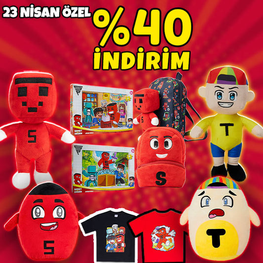 23 Nisan Özel Paket 14: Samet Parlak Peluş & Squishy +2 Adet Puzzle + Çaylak Tuna Peluş & Squishy + 2 Adet Çanta + 2 Adet Tişört