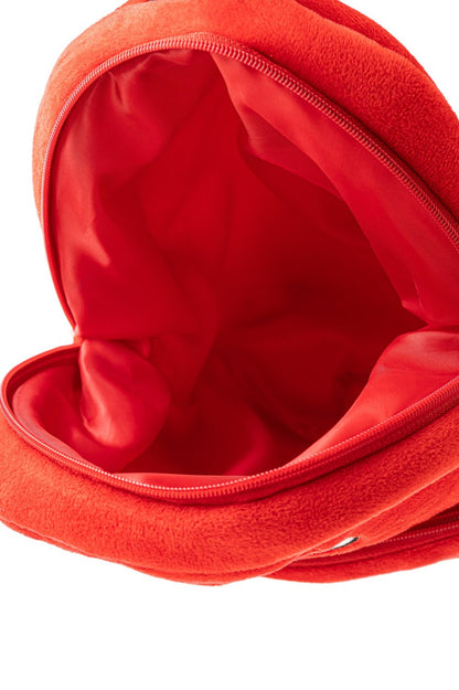 Samet Parlak Kırmızı Peluş Çanta