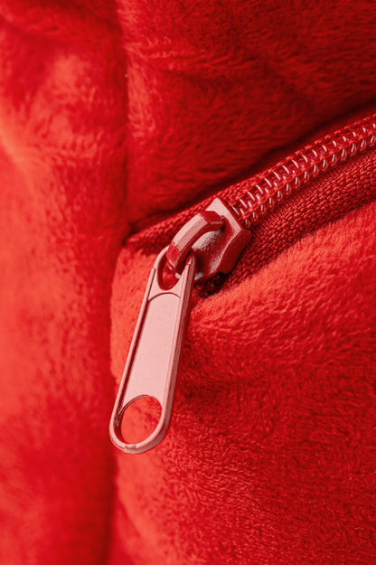 Samet Parlak Kırmızı Peluş Çanta