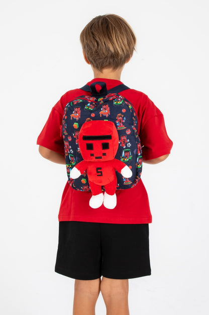 Samet Parlak Figürlü Peluş Çanta