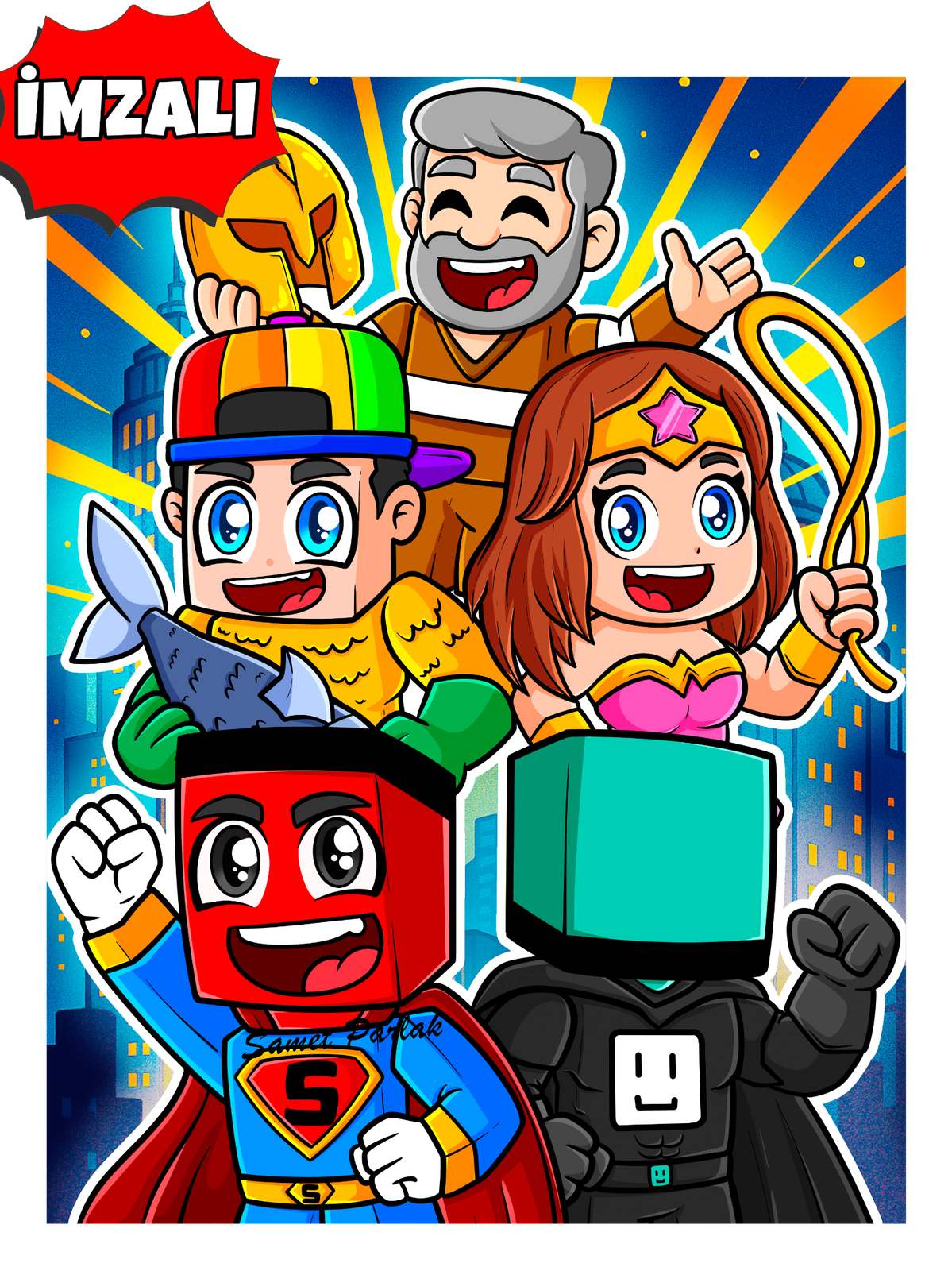 İmzalı Samet Parlak Süper Kahraman Poster