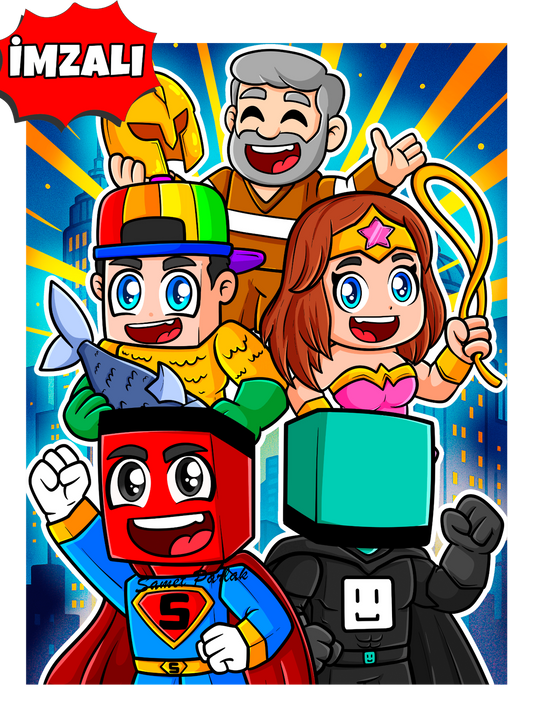 İmzalı Samet Parlak Süper Kahraman Poster