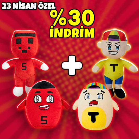 23 Nisan Özel Paket 12: Samet Parlak Peluş & Squishy Peluş Yastık - Çaylak Tuna Peluş & Squishy Peluş Yastık