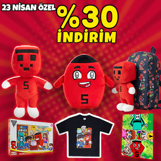 23 Nisan Özel Paket 13: Samet Parlak Peluş & Squishy Peluş Yastık + 100 Parça Puzzle + Tişört + İmzalı Poster