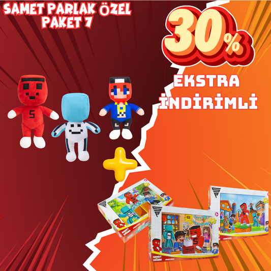 Samet Parlak Özel Paket 7: Samet Parlak 3lü Peluş + 3lü Puzzle Seti
