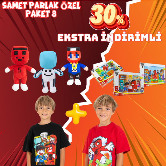 Samet Parlak Özel Paket 8: Samet Parlak 3lü Peluş + 3lü Puzzle + 2 Tişört Seti