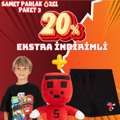 Samet Parlak Özel Paket 3: Samet Parlak Tişört + Şort + Peluş Seti