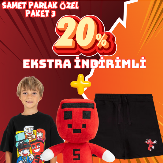 Samet Parlak Özel Paket 3: Samet Parlak Tişört + Şort + Peluş Seti