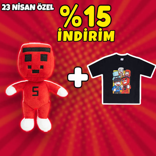 23 Nisan Özel Paket 1: Samet Parlak Tişört + Peluş Oyuncak