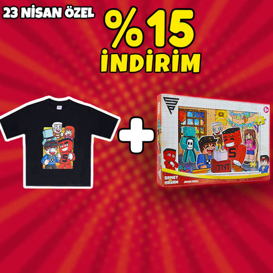23 Nisan Özel Paket 3: Samet Parlak Tişört + Puzzle