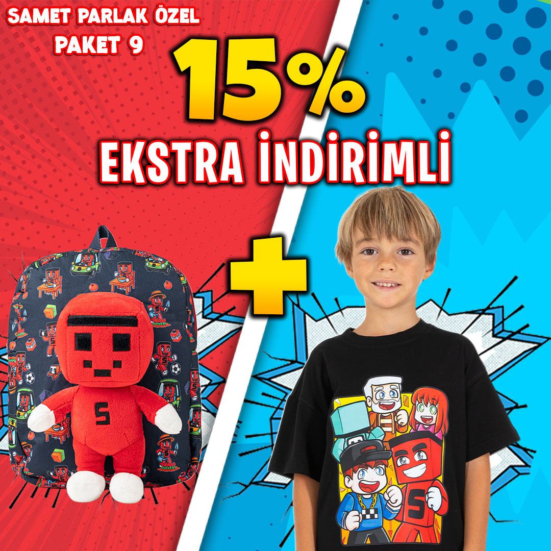 Samet Parlak Özel Paket 9: Figürlü Peluş Çanta + Tişört