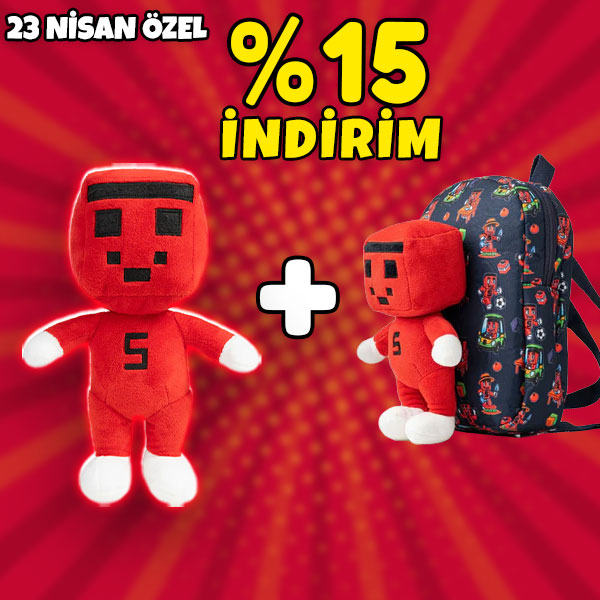 23 Nisan Özel Paket 4: Figürlü Peluş Çanta + Peluş Oyuncak