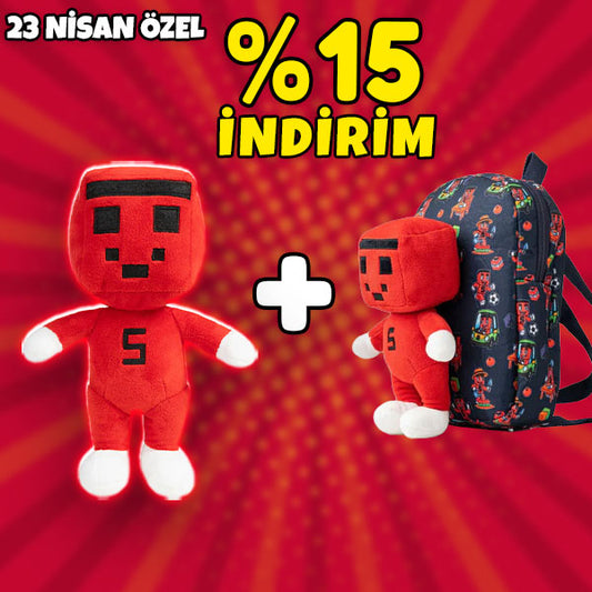 23 Nisan Özel Paket 4: Figürlü Peluş Çanta + Peluş Oyuncak
