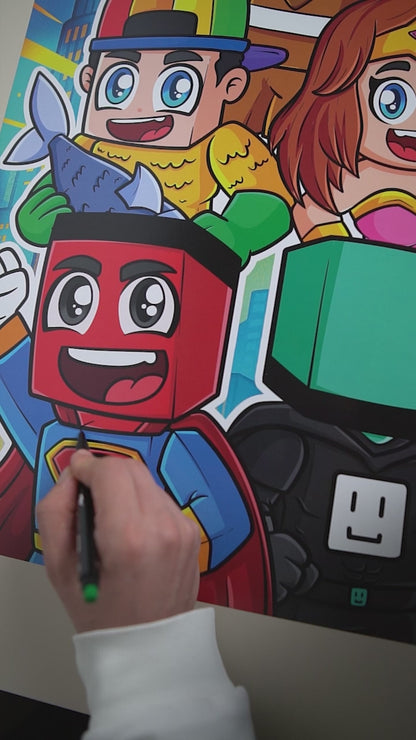 İmzalı Samet Parlak Süper Kahraman Poster