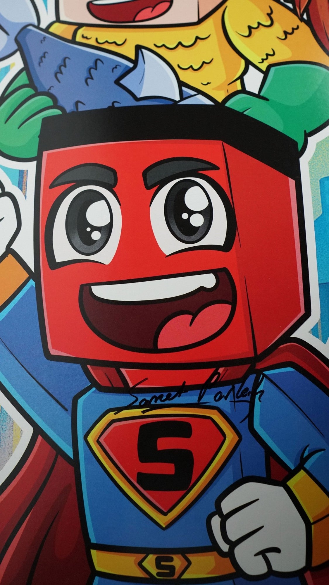 İmzalı Samet Parlak Süper Kahraman Poster